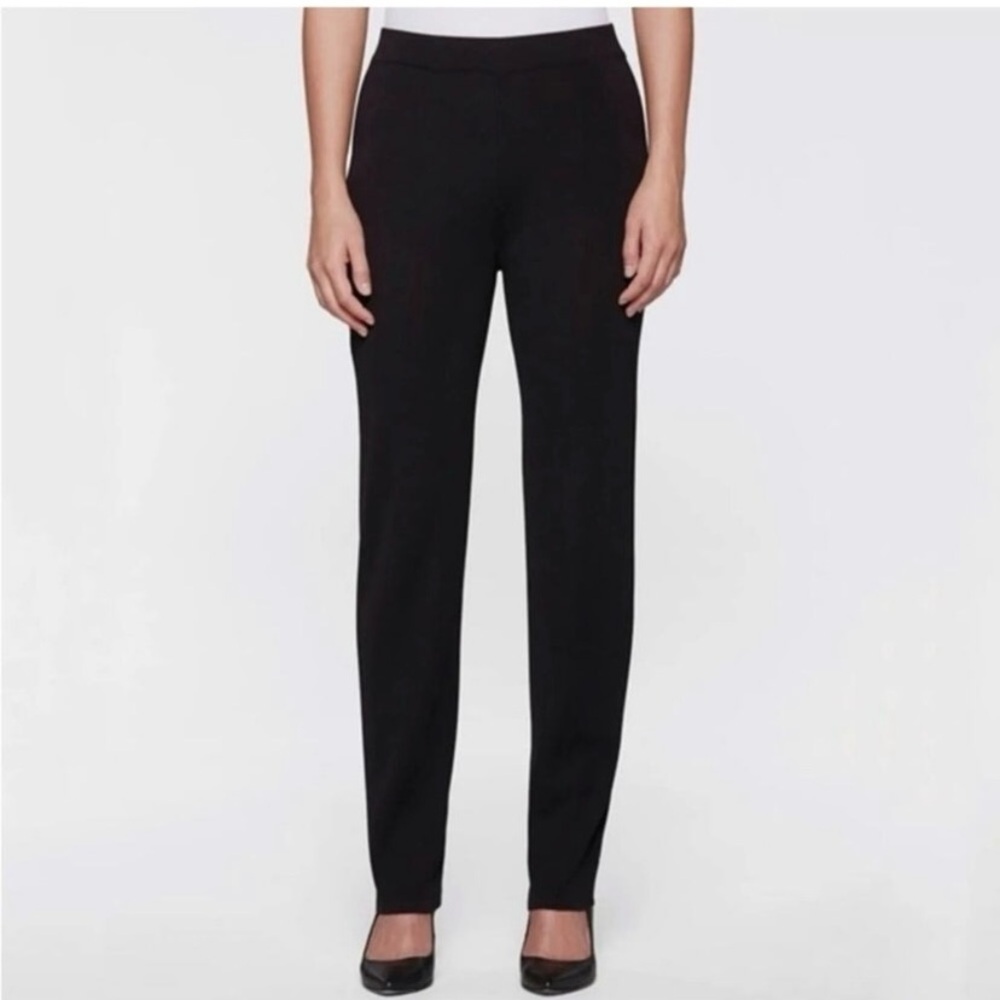 Exclusively Misook Black High Rise Straight Luxe Luxury Knit Pants Size XS